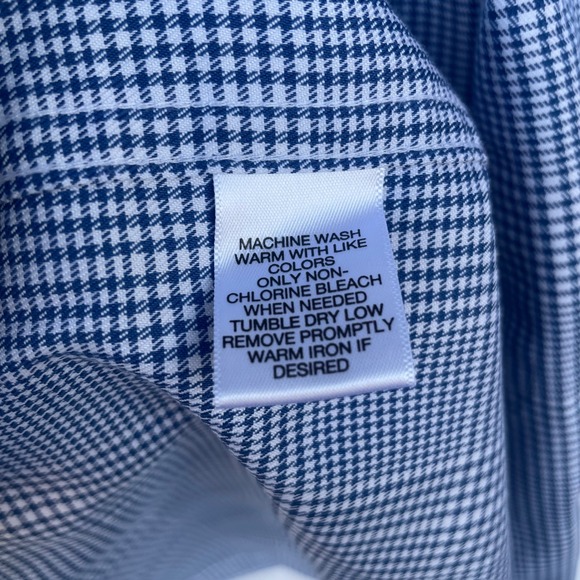 Roundree & Yorke TravelSmart Mens Blue Houndstooth Short Sleeve Button Down L - Picture 3 of 6